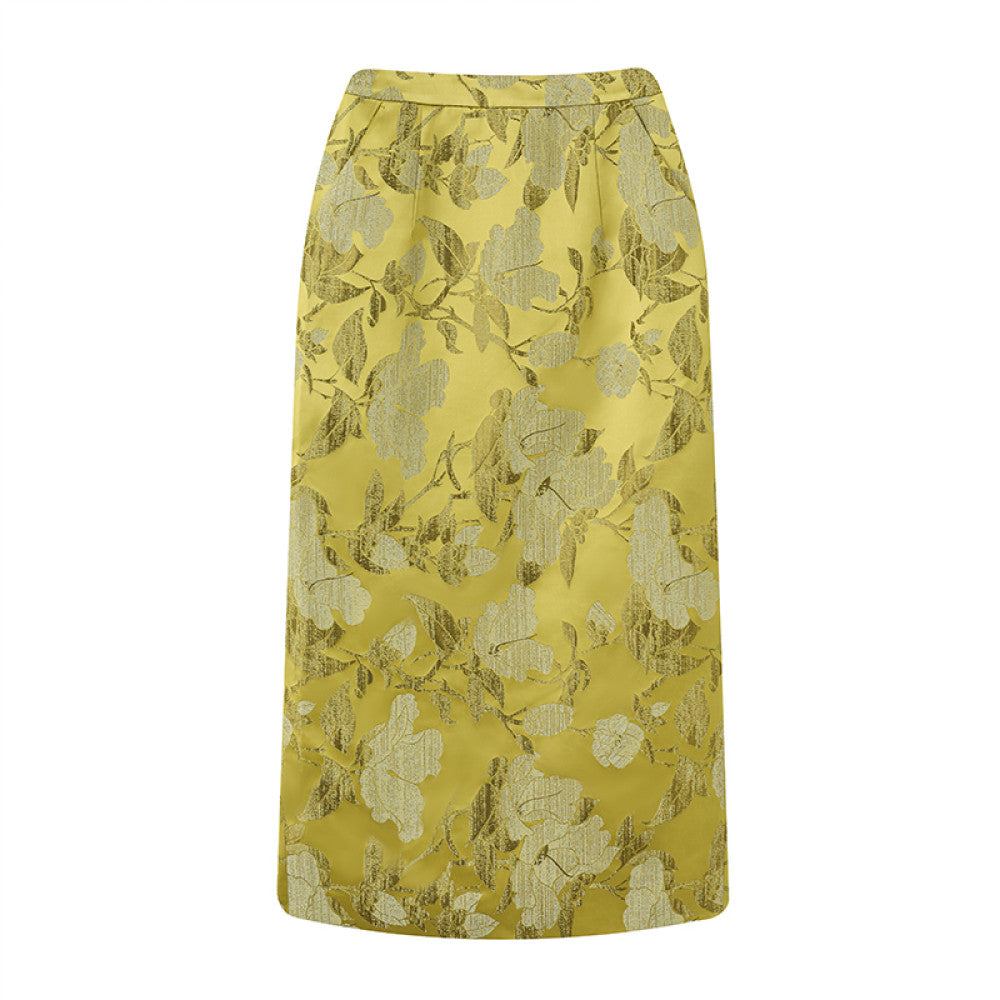 Ruyi Lianyun Spring and Autumn New Jacquard Straight Tube Half length Skirt for Women New Chinese Style Retro Style Pencil Skirt with Drawback image 15