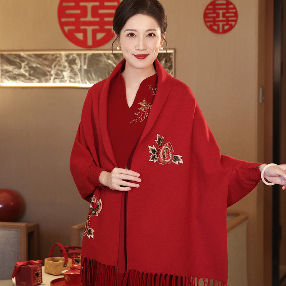 ASAYA2621 High-end cheongsam and shawl red scarf