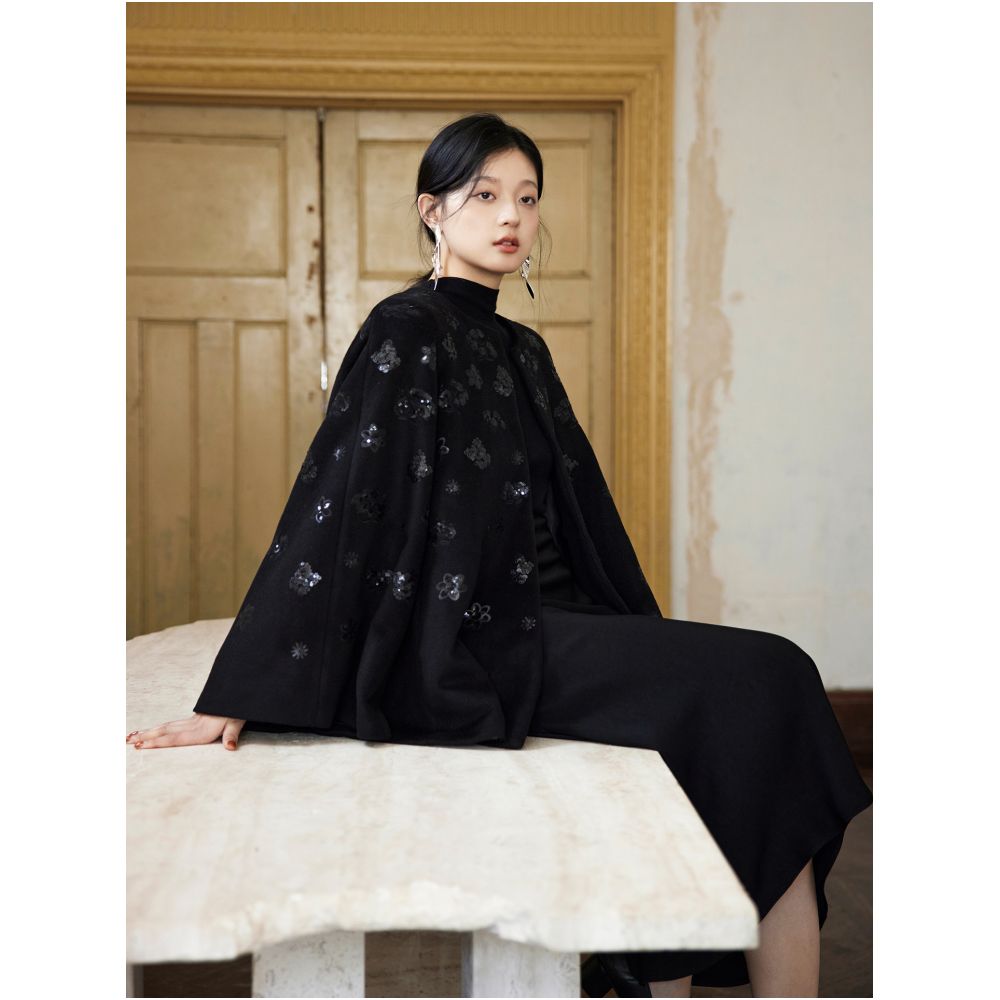 Vintage style heavy duty bead embroidery 100 wool cape style woolen coat image 19