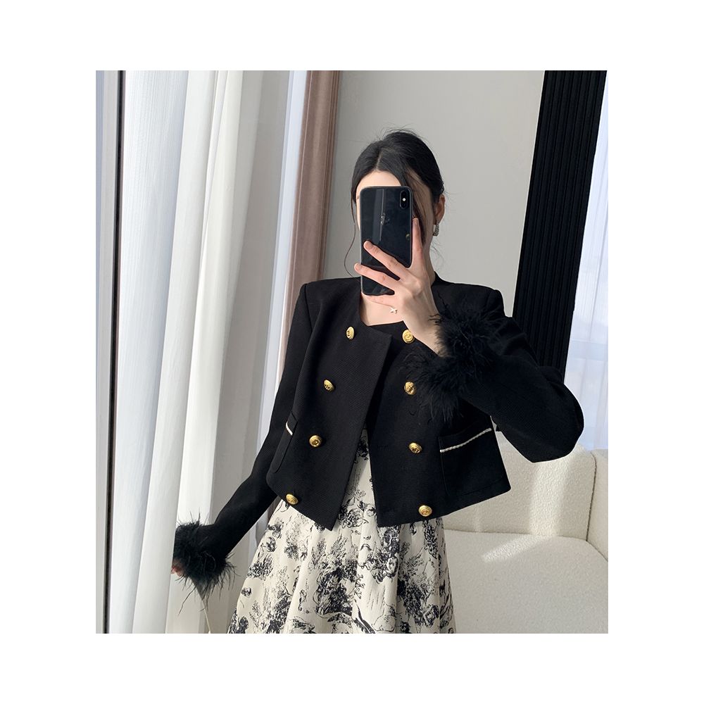 FT GUOGE Black Jacket Women s 2025 Autumn New Style High end French Fashion Light Luxury temperament Short Top image 9