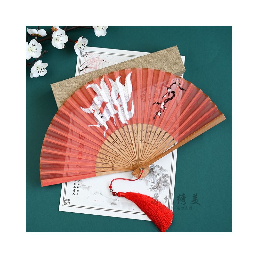 Suzhou embroidery folding fan ancient style embroidery fan ancient costume Hanfu folding fan dance prop Suzhou embroidery beauty handicraft gift image 14