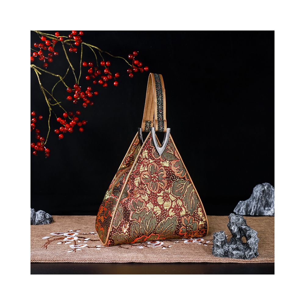 Going abroad to send old foreign fashion silk cheongsam handbag woven brocade lady classical handbag Chinese characteristic gift image 18