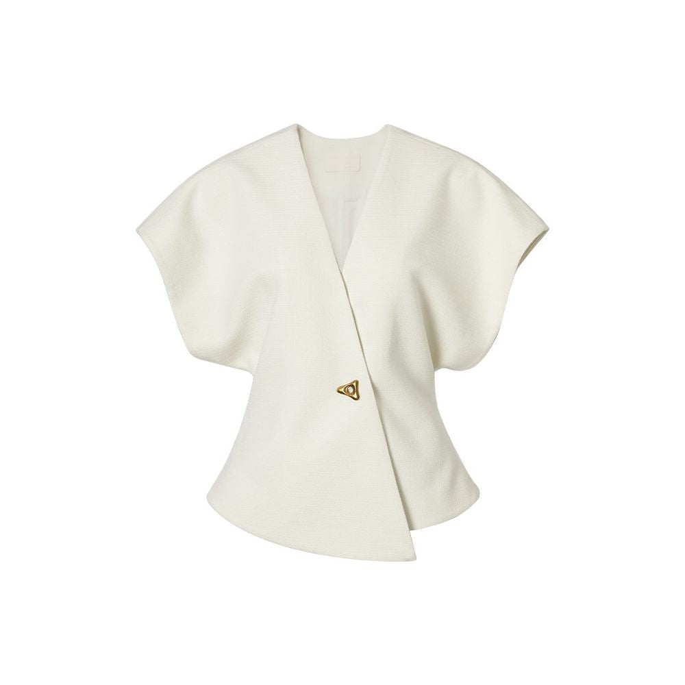 Asaya2178 : Slim waist one button asymmetrical suit sleeveless vest female