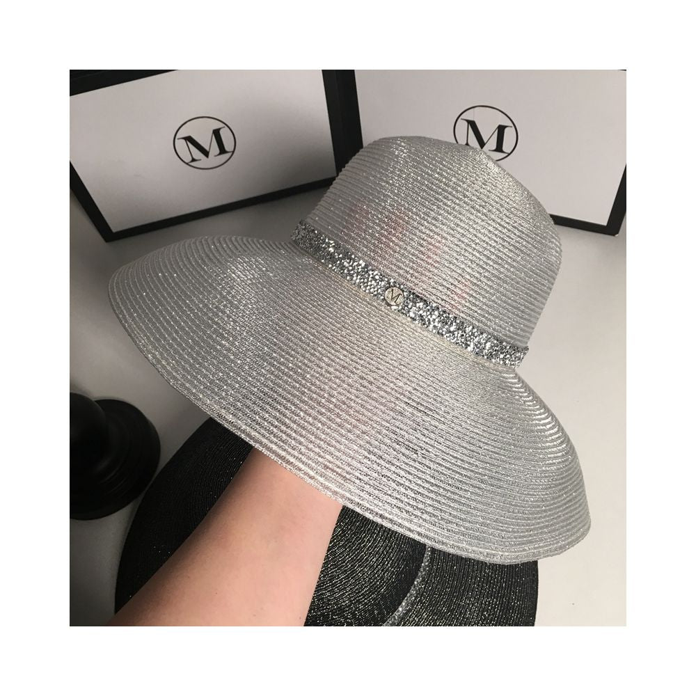 New Sunscreen Silver Wire Sunshade Hat for Women s Summer Trendy Versatile Foldable Straw Hat Summer Beach Travel Dome Fashion Hat image 2