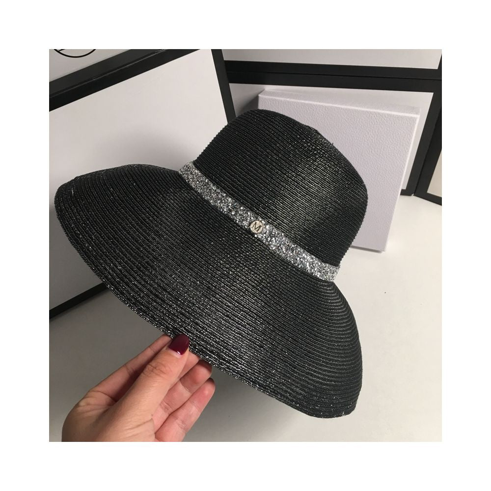 New Sunscreen Silver Wire Sunshade Hat for Women s Summer Trendy Versatile Foldable Straw Hat Summer Beach Travel Dome Fashion Hat image 3