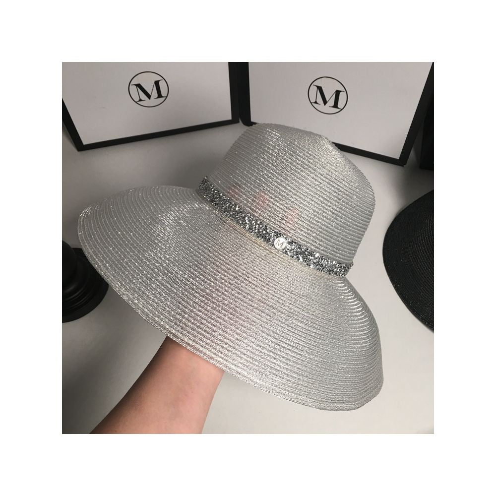 New Sunscreen Silver Wire Sunshade Hat for Women s Summer Trendy Versatile Foldable Straw Hat Summer Beach Travel Dome Fashion Hat image 7