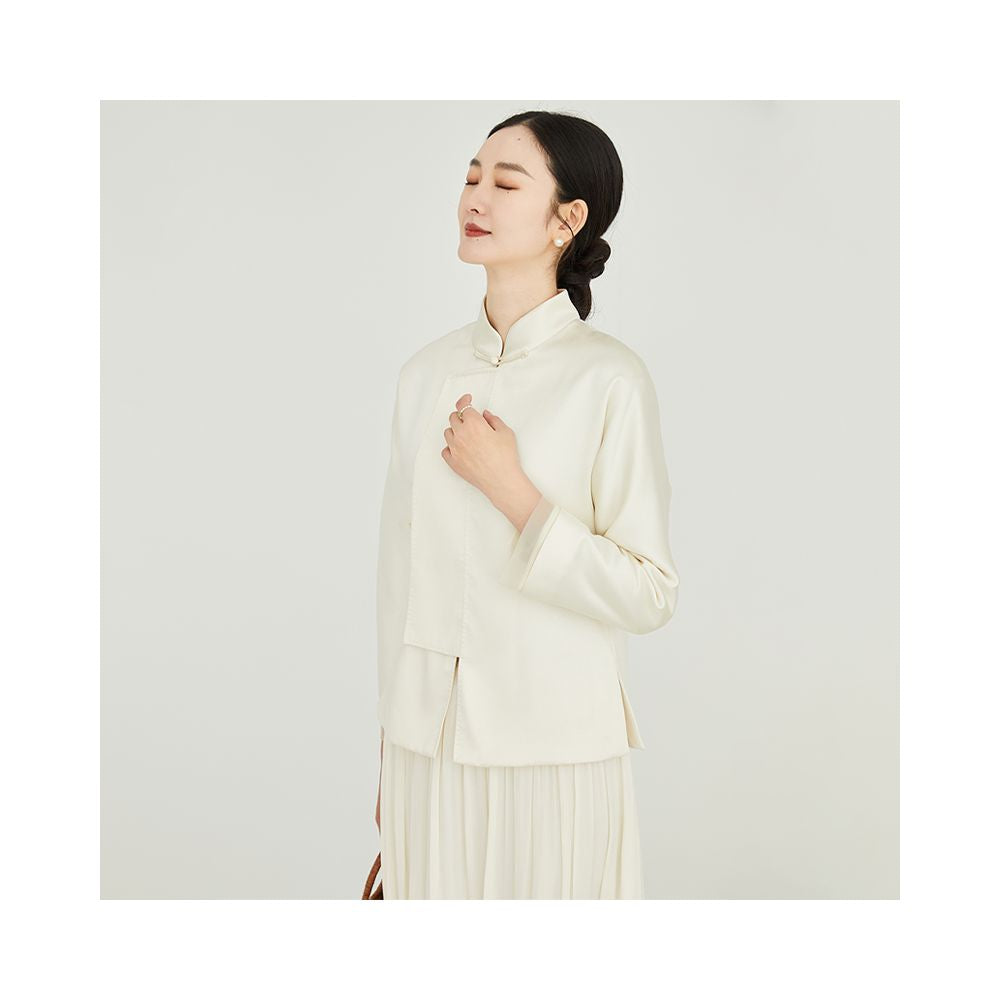Fuyuntang Ni Miao New Chinese style improved national style top button stand collar spring and autumn pink small jacket women s short style image 21