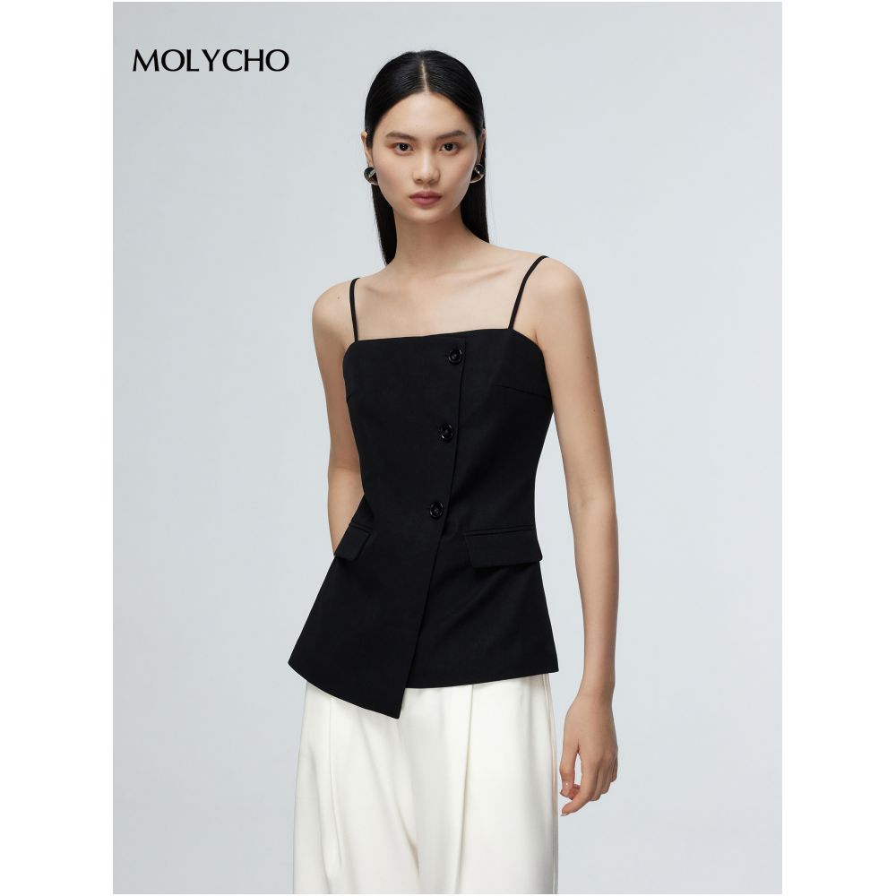 MOLYCHO Irregular Design Suit Vest Women s Summer Outerwear Sleeveless Strap Top image 3