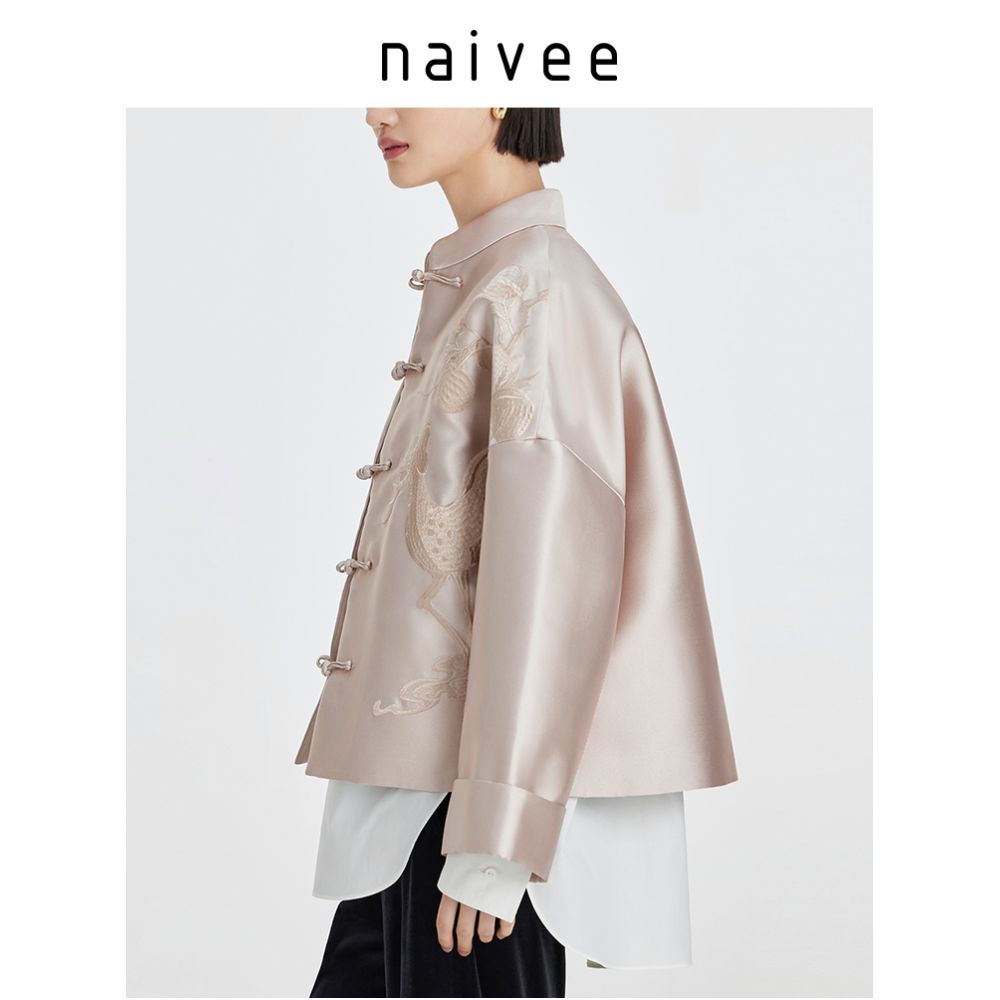 Naivee blogger s same style autumn new Chinese style women s clothing Chinese style top embroidered buckle loose jacket for women image 5