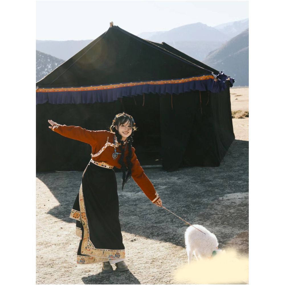 Classic inheritance Tibetan traditional Tibetan dress half skirt women s retro wrap skirt one piece skirt baby same style image 36