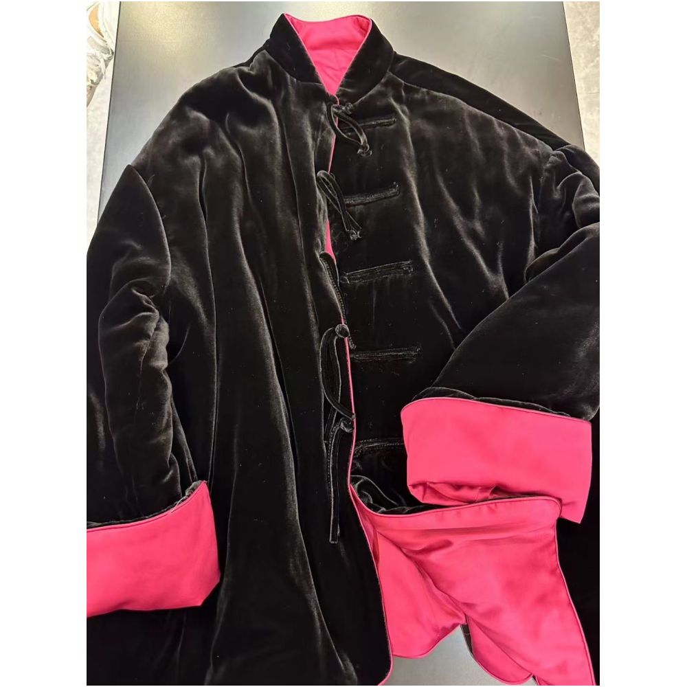 Good reputation CSZ012 fashionable new Chinese style silk velvet loose retro paired jacket top for spring and autumn women image 14