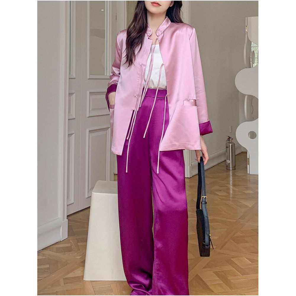 Chinese style tie up retro cardigan jacket with women s design sense niche fashion retro suit top casual pants trend image 2