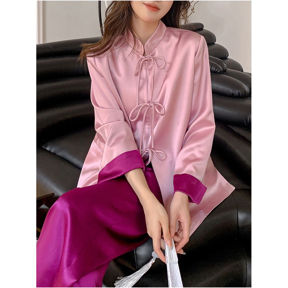 Chinese style tie up retro cardigan jacket with women s design sense niche fashion retro suit top casual pants trend image 3