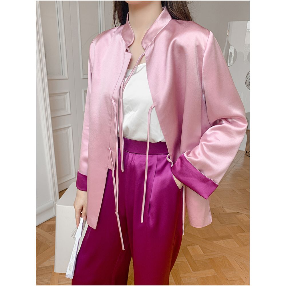 Chinese style tie up retro cardigan jacket with women s design sense niche fashion retro suit top casual pants trend image 4