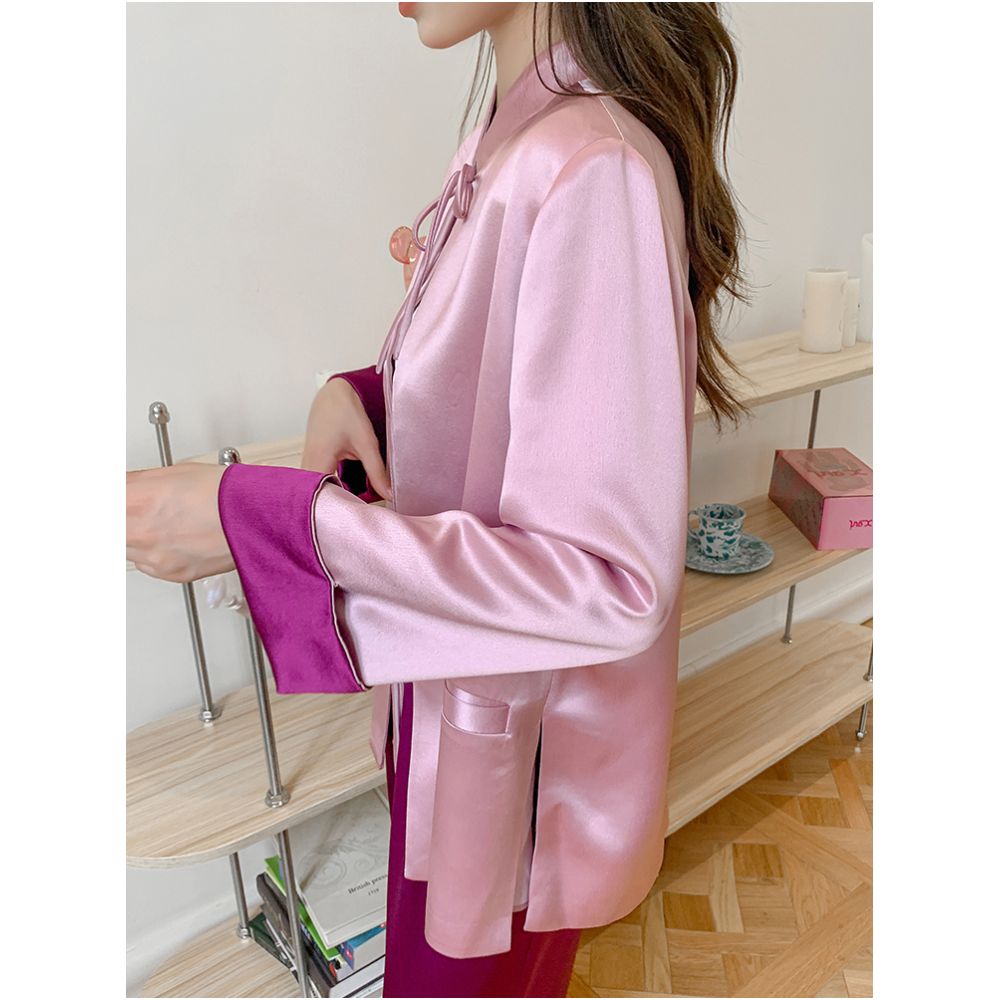 Chinese style tie up retro cardigan jacket with women s design sense niche fashion retro suit top casual pants trend image 5