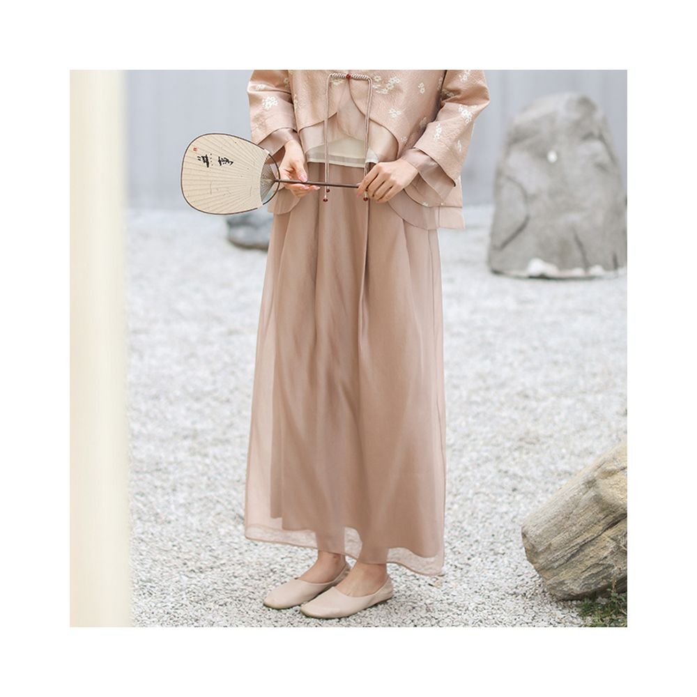 Mountain Colored Spring and Summer New Chinese Women s Clothing Improvement Hanfu Double breasted Jacquard National Style Coat Zen Tea Clothing Plate Button Top image 46
