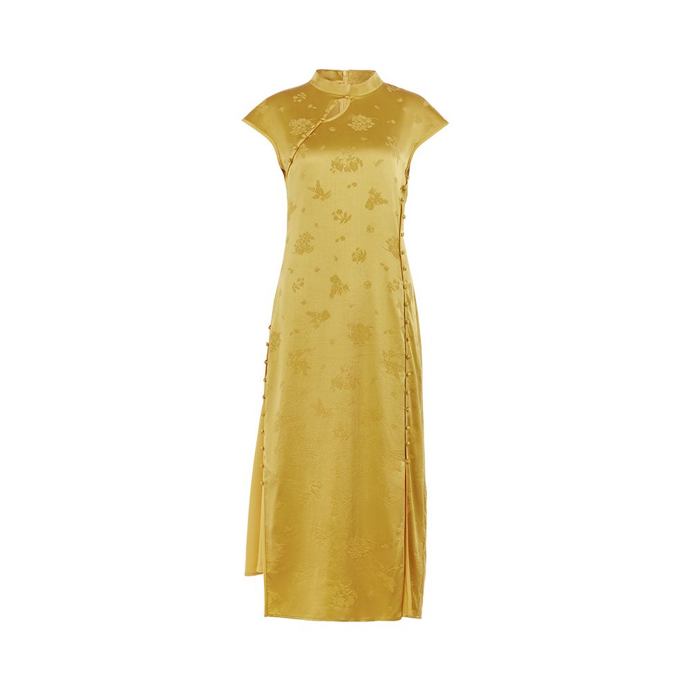 Spring Festival Gala Same Store Republic of China Style Reproduction Ancient Method Flat Cut Cheongsam Flower and Tree Deep Silk Chinese Dress image 44