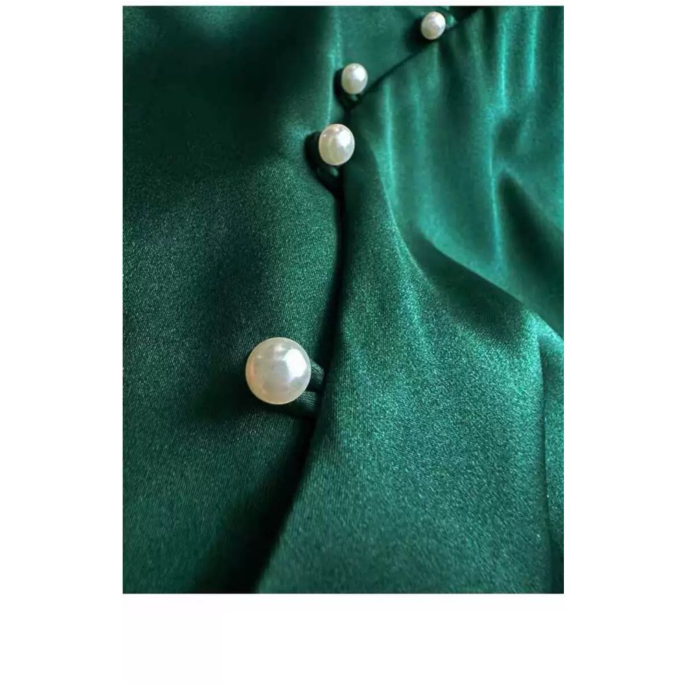 Monthly poster silk cheongsam top appears slim with exposed waist slightly wide short sleeved stand up collar slim fit silk side zipper image 61