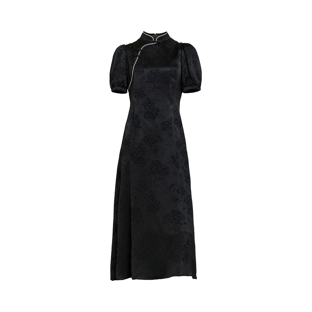Asaya992 - Spring Festival Gala Same Store Hua Mu Shen Chinese style Improved Cheongsam Skirt Standing Collar Jacquard Acetate Dress Chinese Style Dress