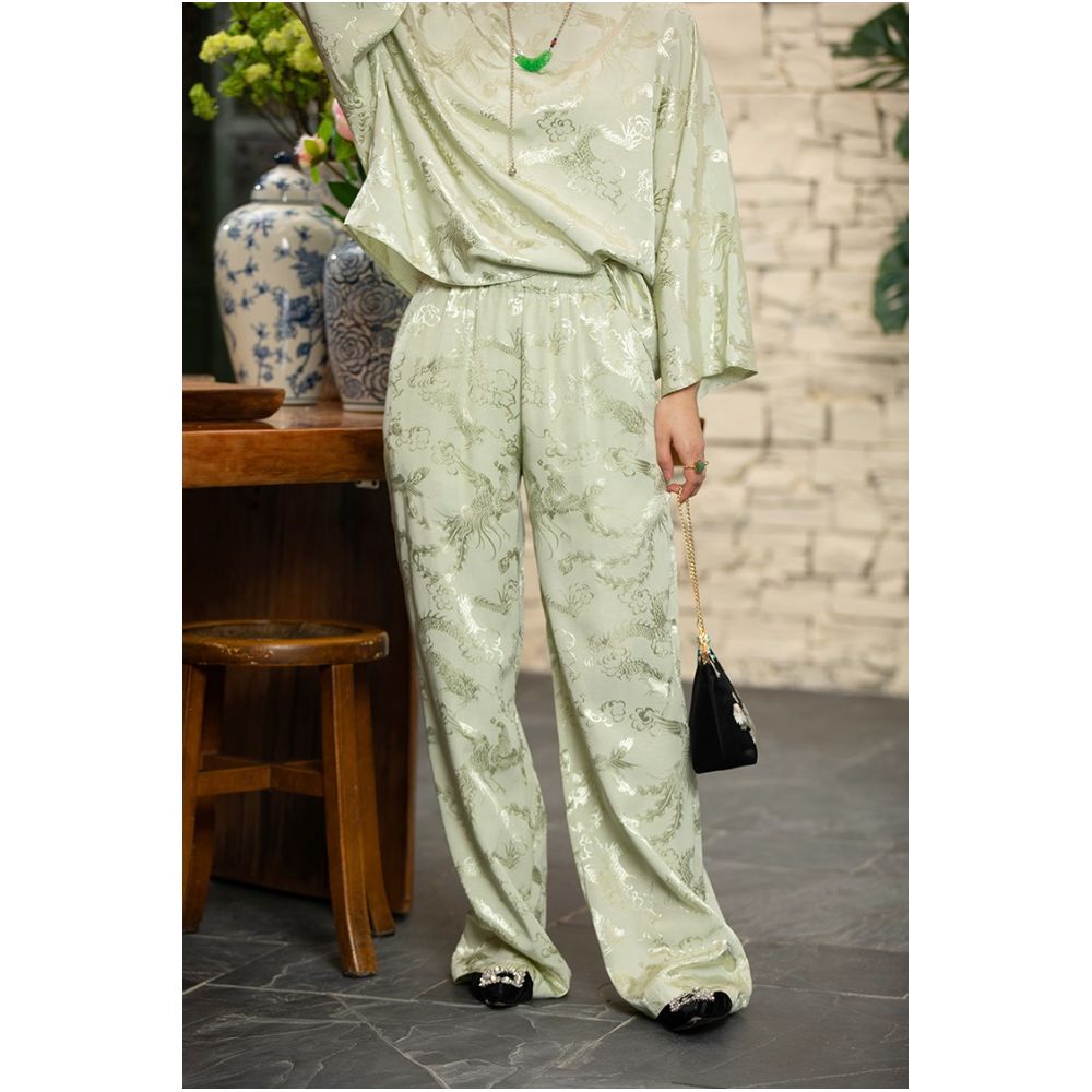 Town store treasure PYJ084 silk cotton old satin Western style Chinese style retro mopping trousers spring and autumn women image 31