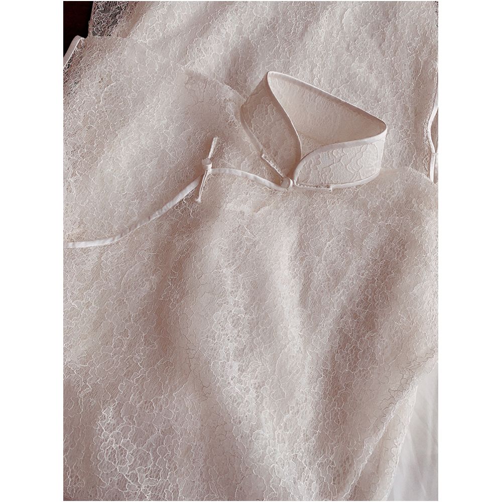 Cicidream Traditional workshop lace meets hand sewn cheongsam white dress image 17