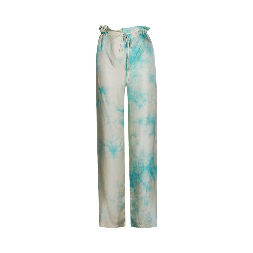 SAKINAWANG 2021SS Summer Original Design Silk Tie Dyeing Drawstring Split Casual Wide Leg Pants Long Pants image 8