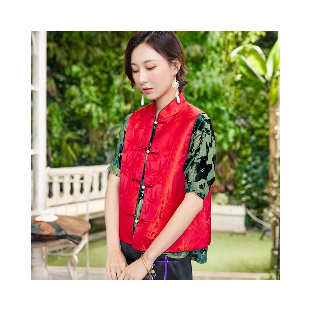 Town store baby JCL769 looks at butterfly entering orchid room stand up collar button sleeveless versatile vest top spring autumn winter image 106