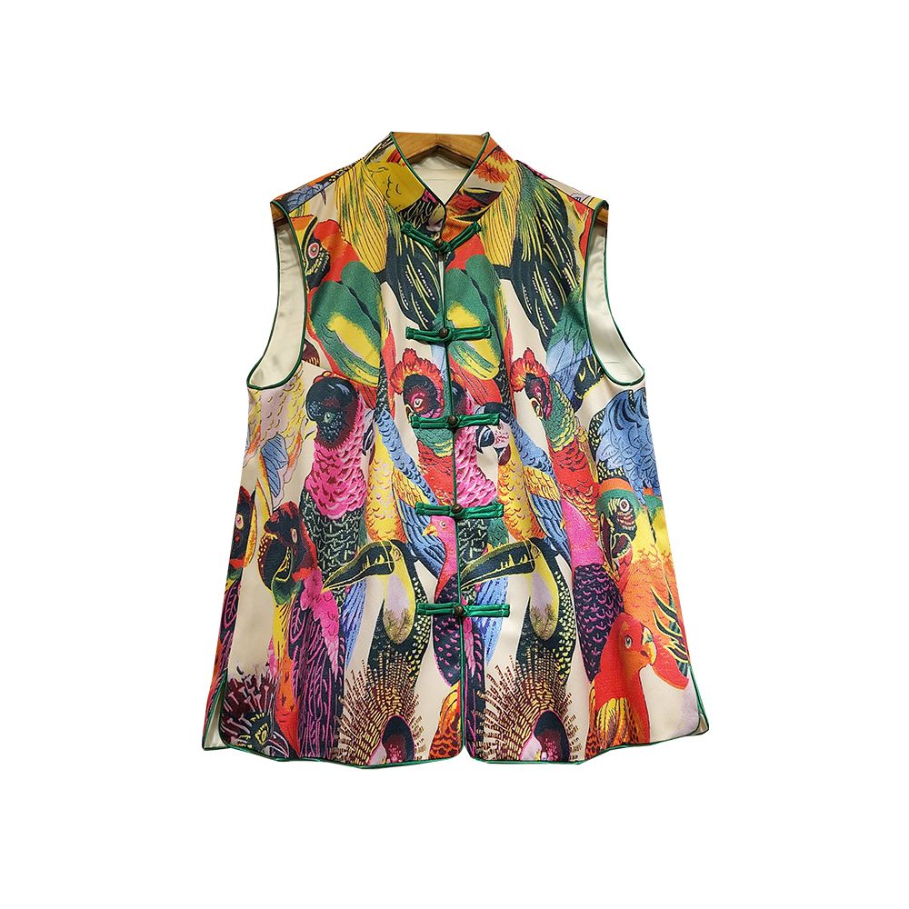 Retro buckle printed vest for women fashionable and western style Chinese style improved version Chinese style horse clip jacquard vest shoulder image 11