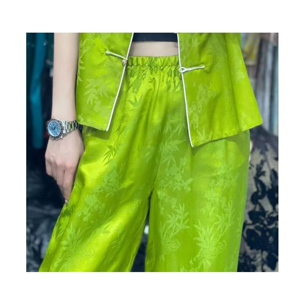 Asaya280-  New Chinese Retro Silk Fashionable Chinese Style Horse Clip Shoulder Spring and Summer Four Seasons