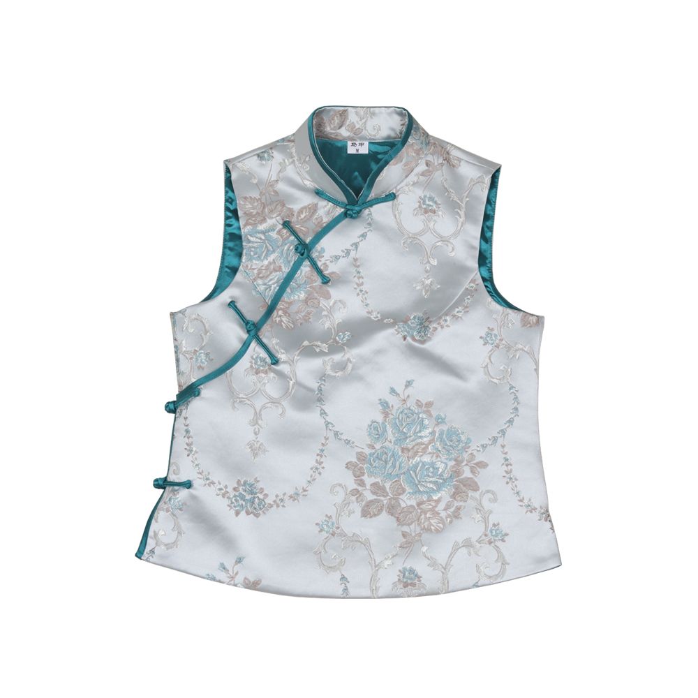 Western style Spring and Autumn Winter Original Weaving Brocade Ethnic Style Embroidery Stand collar Short vest Women s top Tang style coat image 30