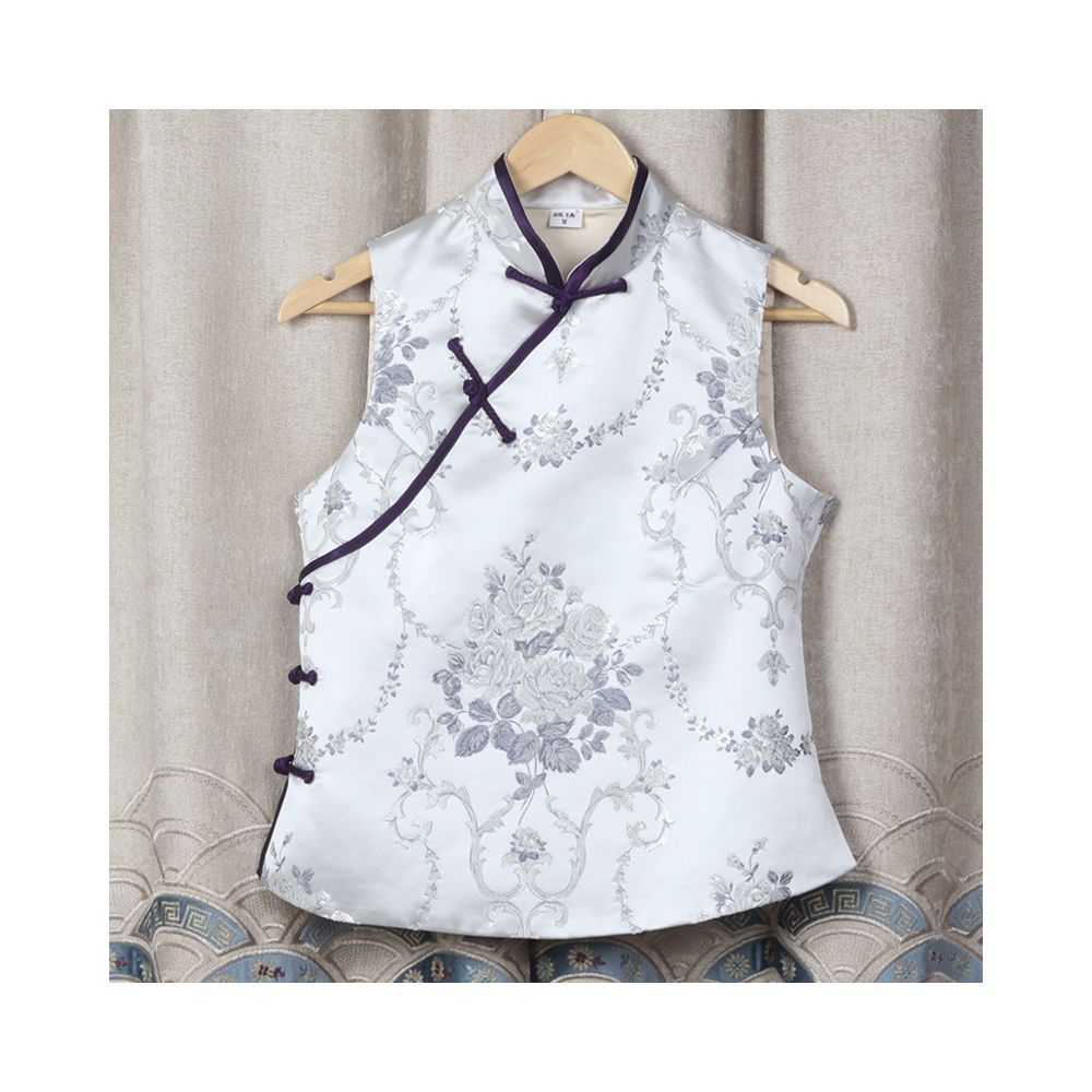 Western style Spring and Autumn Winter Original Weaving Brocade Ethnic Style Embroidery Stand collar Short vest Women s top Tang style coat image 48