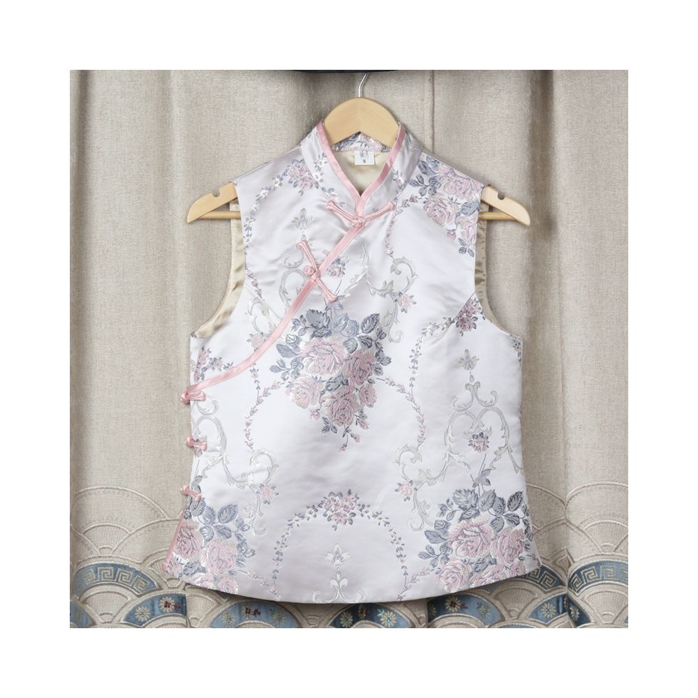 Western style Spring and Autumn Winter Original Weaving Brocade Ethnic Style Embroidery Stand collar Short vest Women s top Tang style coat image 56