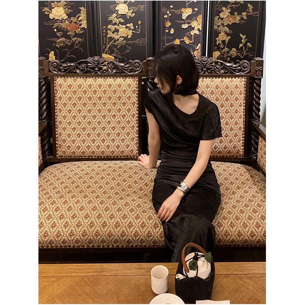 Stunning French retro high end dress with slimming and niche design irregular and stylish fairy dress for women in summer image 14