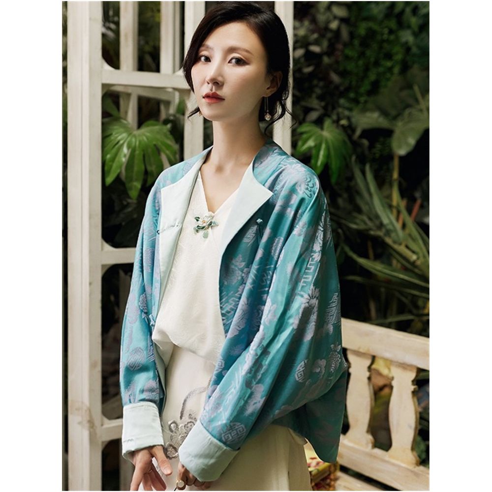 Zhendian Baby PCY963 Silk Bat Sleeve New Chinese Retro Chinese Style Short Top Coat Loose Large Size image 0
