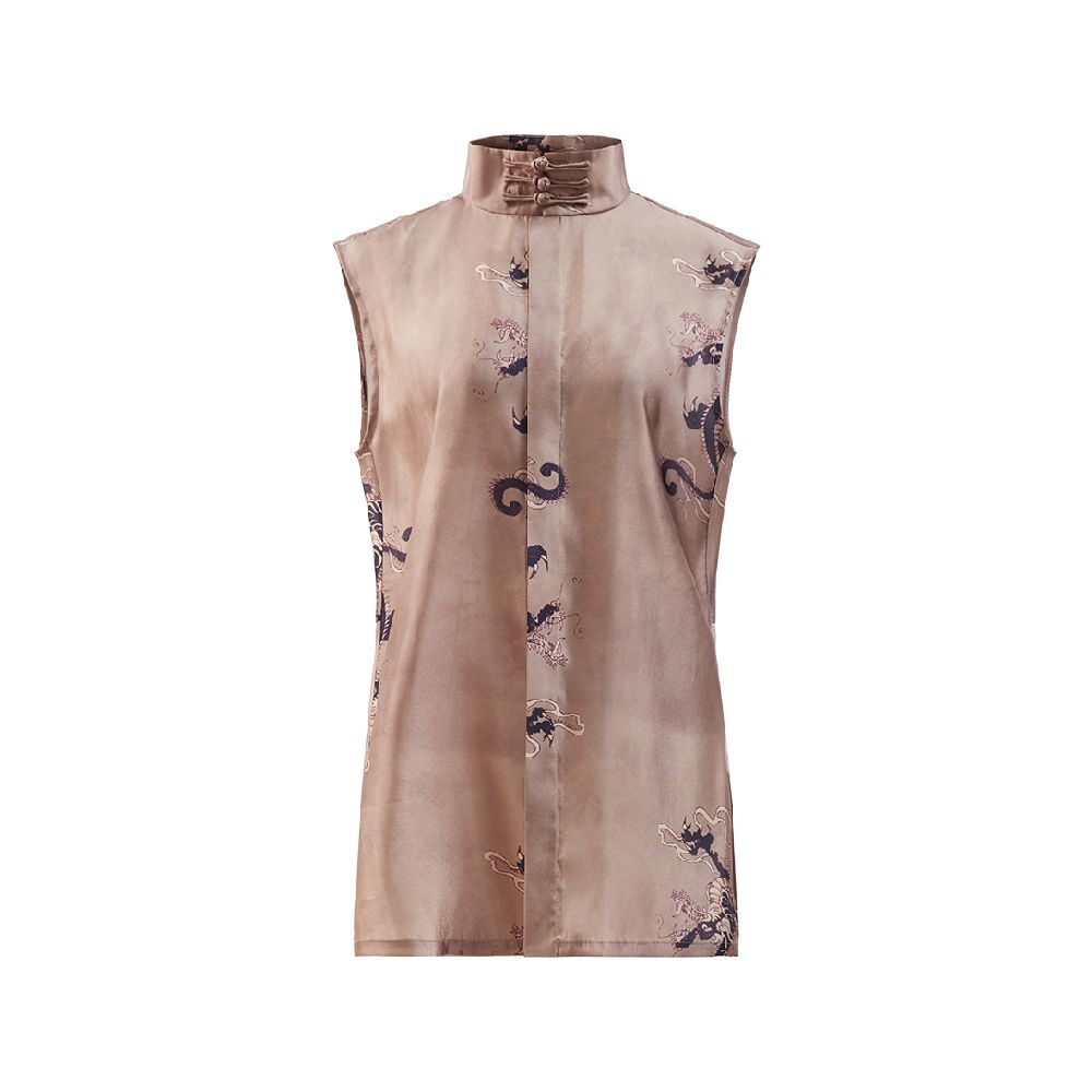 Inside and outside the original new Chinese retro printing national tide temperament sleeveless slim versatile shirt J42C533 image 20