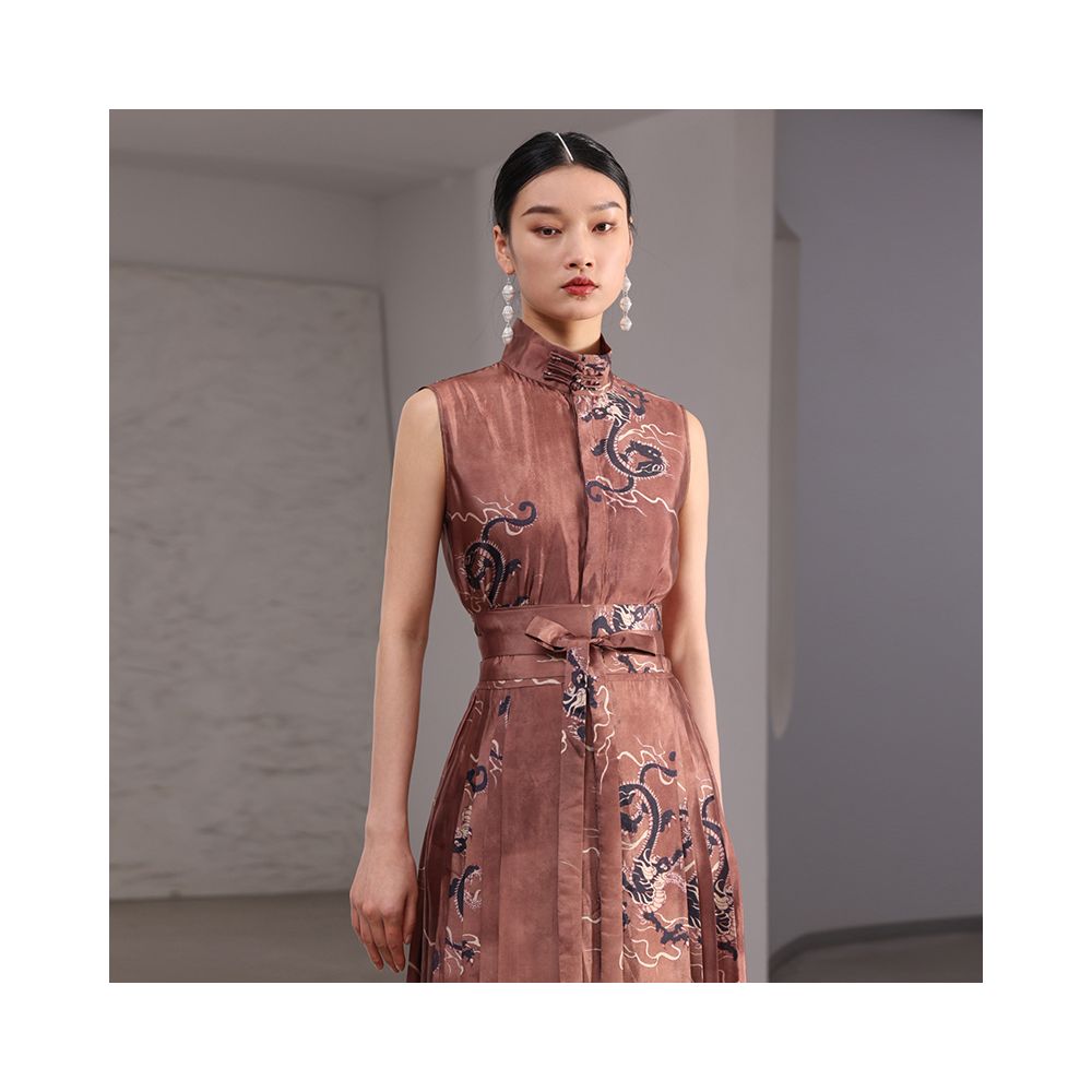 Inside and outside the original new Chinese retro printing national tide temperament sleeveless slim versatile shirt J42C533 image 5