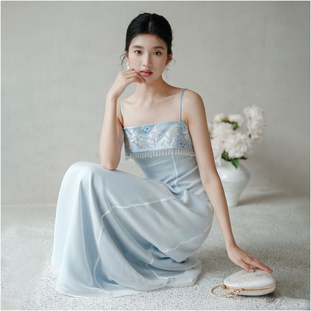 New Chinese style dress for women in summer and autumn 2025 with a fresh and dynamic temperament featuring delicate gauze embroidery and tassel tops image 30