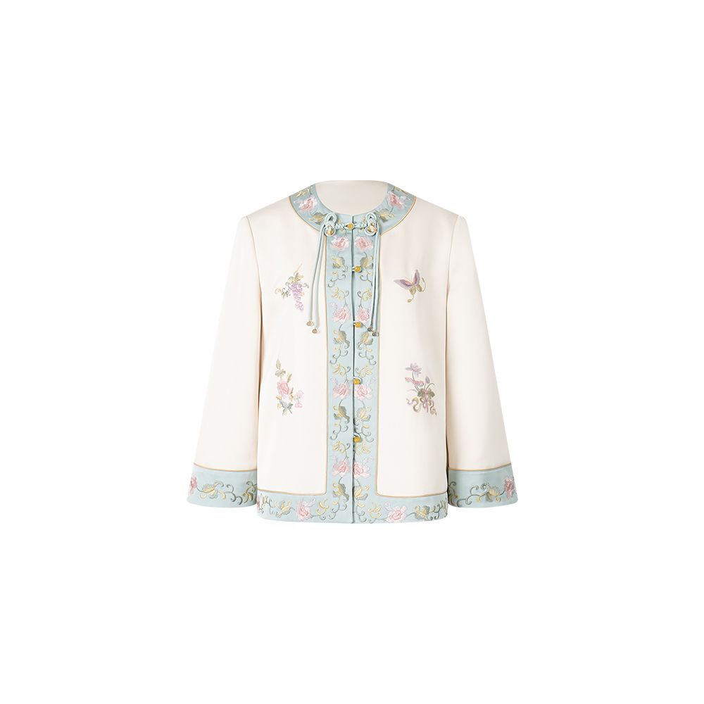 Wuyan Yihe Yuzhan Qingci 2 0 Chinese style heavy embroidery patchwork satin jacket skirt image 11