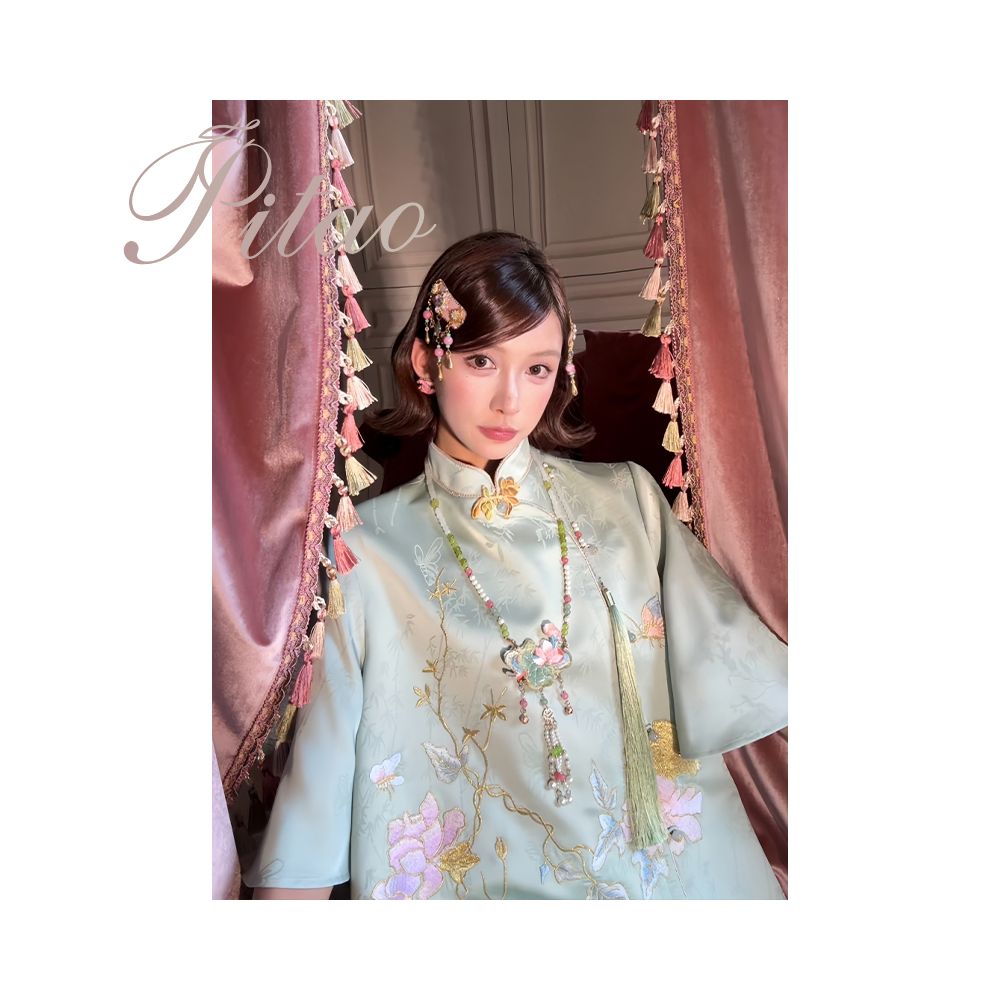 Du Butt Peach Original Garden Dream 3 0 New Chinese Women s Quiet Luxury Chinese Style Jacquard Embroidery Satin Set image 21