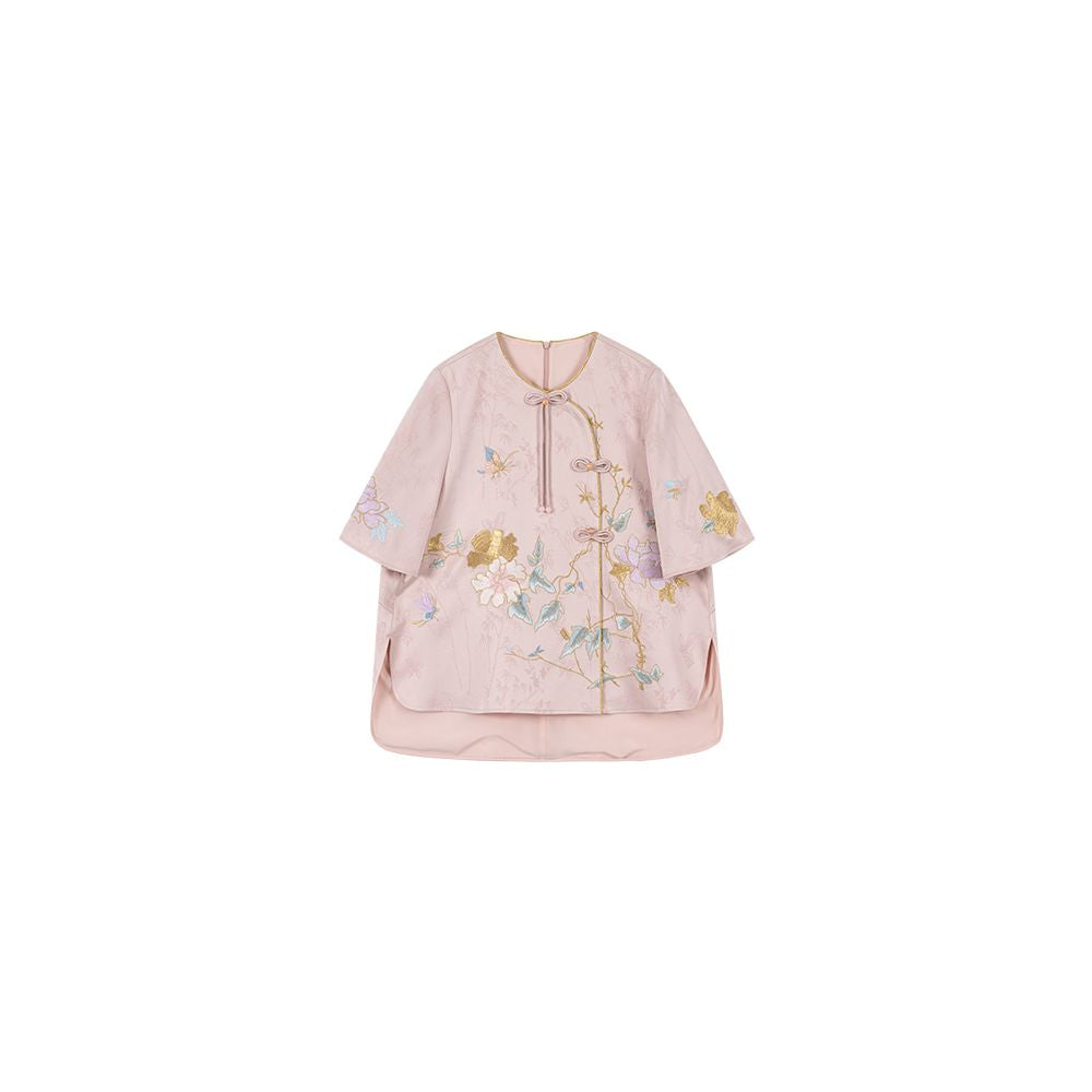 Du Butt Peach Original Garden Dream 3 0 New Chinese Women s Quiet Luxury Chinese Style Jacquard Embroidery Satin Set image 25
