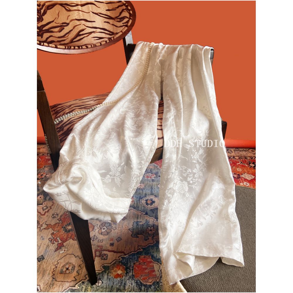 New Chinese style retro jacquard elastic waist tie wide leg pants spring and summer all match slim pocket casual pants image 11