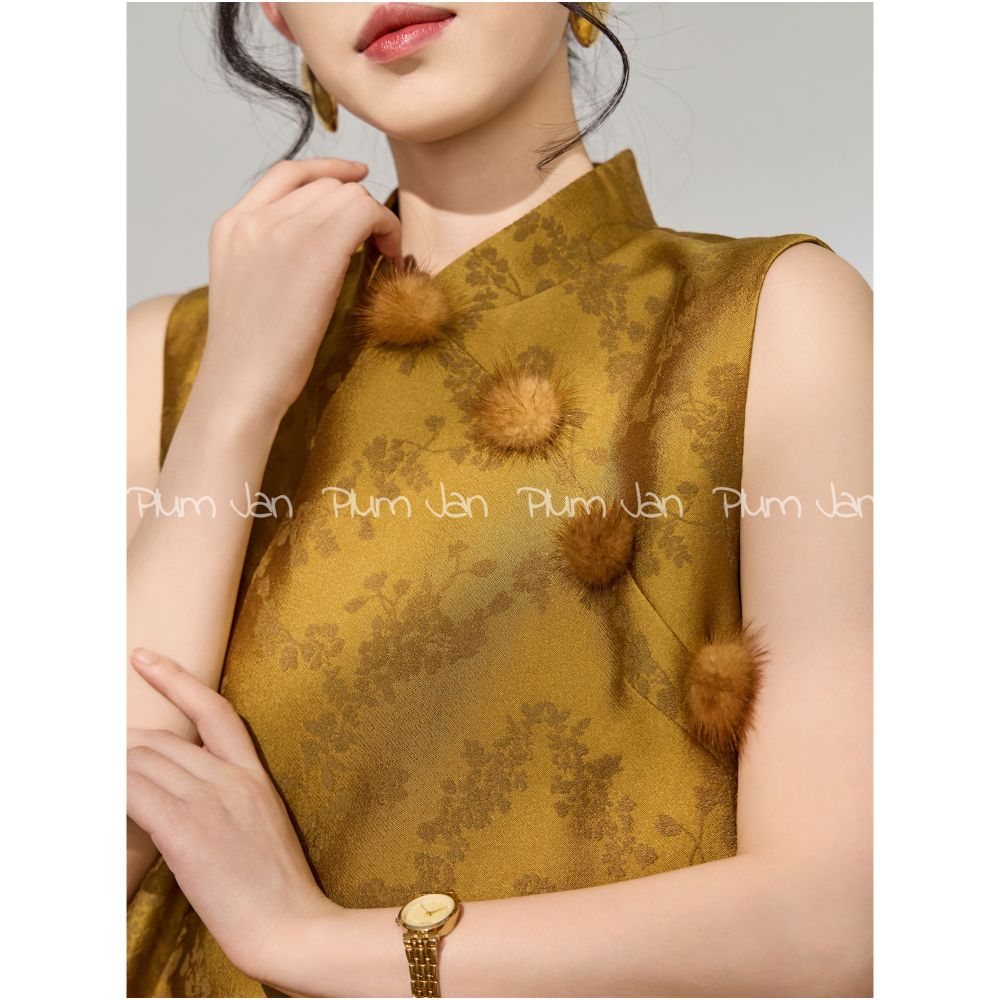 Plum Jan 2025 new skirt women s Xia Xin Chinese jacquard sleeveless dress unique high end temperament image 2