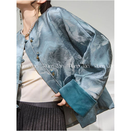 ASAYA5013 – Misty Jade Brocade Jacket 💎🌫️