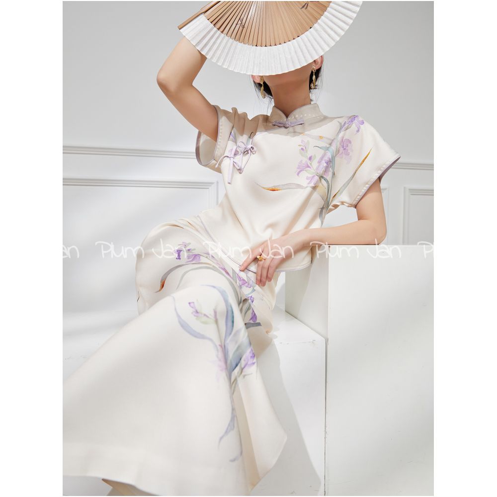 Plum Jan New Chinese style suit Chinese style women s summer style this year popular beautiful modified cheongsam skirt two piece suit image 17