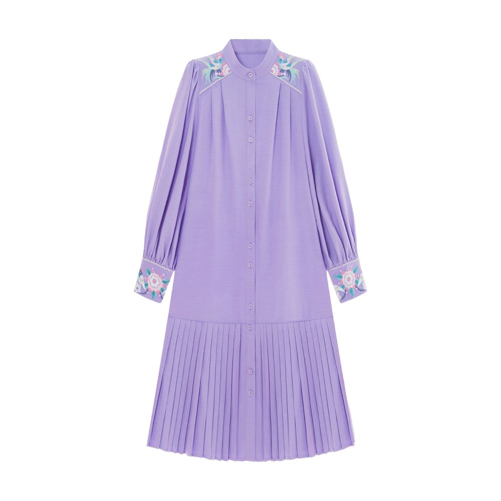 Su Luo Original Huaxia Vientiane Miao Territory Peony Autumn Chinese Style Embroidered Loose Long Shirt Dress for Women image 5