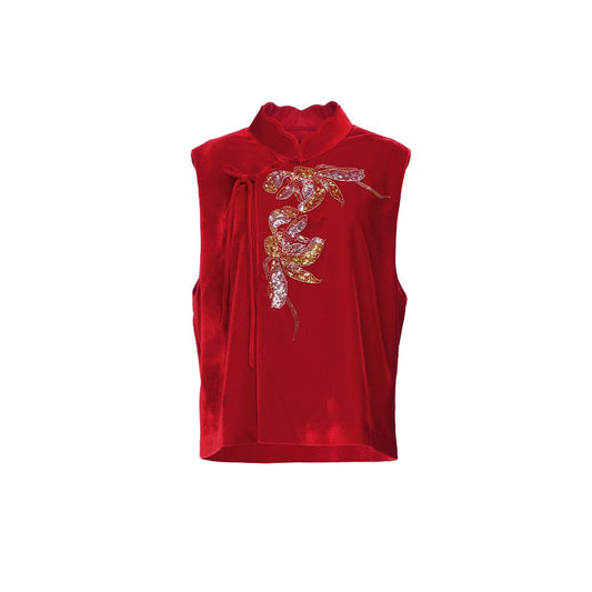 ASAYA5051 – Phoenix Velvet Embroidered Vest 🔥🕊️