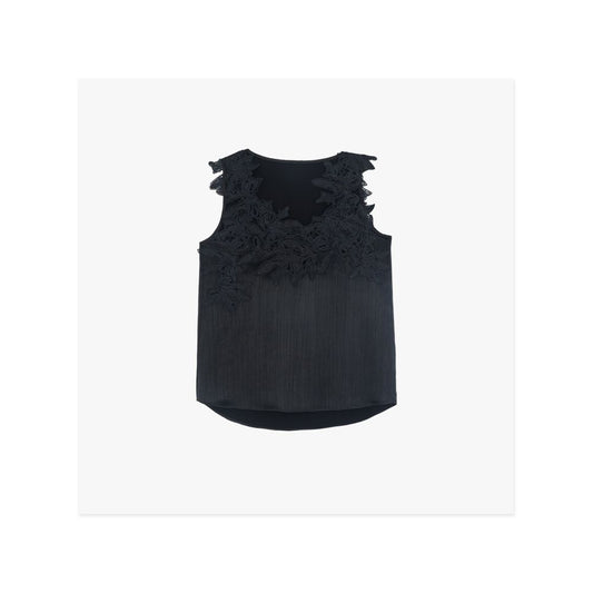 ASAYA5062 – Lace Bloom Silk Top 🌸🖤