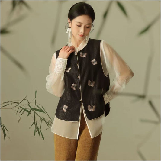 ASAYA5068 – Papillon Noir Silk Vest 🦋🖤