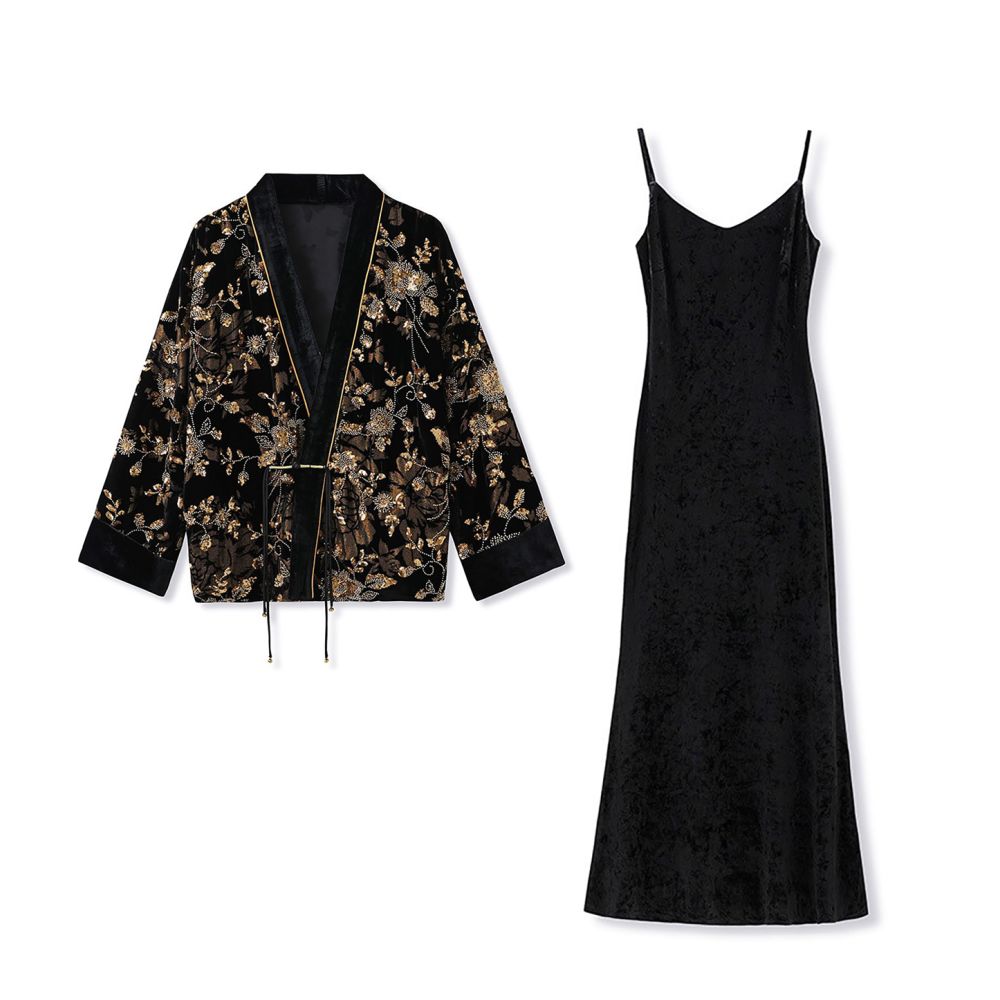Tang Dou Gao Ding Gilded Flower Shadow New Chinese style Burnt Flower Embroidered Bead Cardigan National Style Mulberry Silk Old Money Style Coat for Women image 7