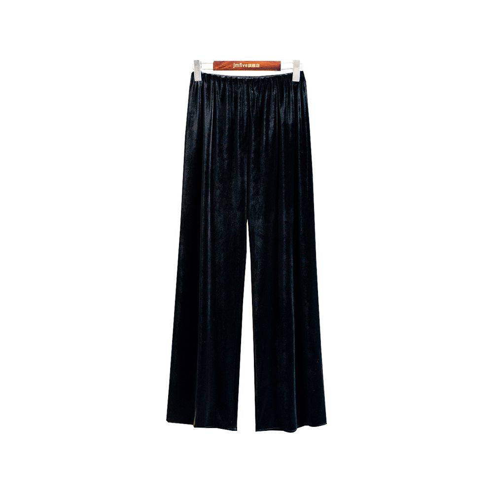 New Chinese style versatile commuting casual simple velvet long pants for women 2025 autumn new fashion retro wide leg pants for women image 15